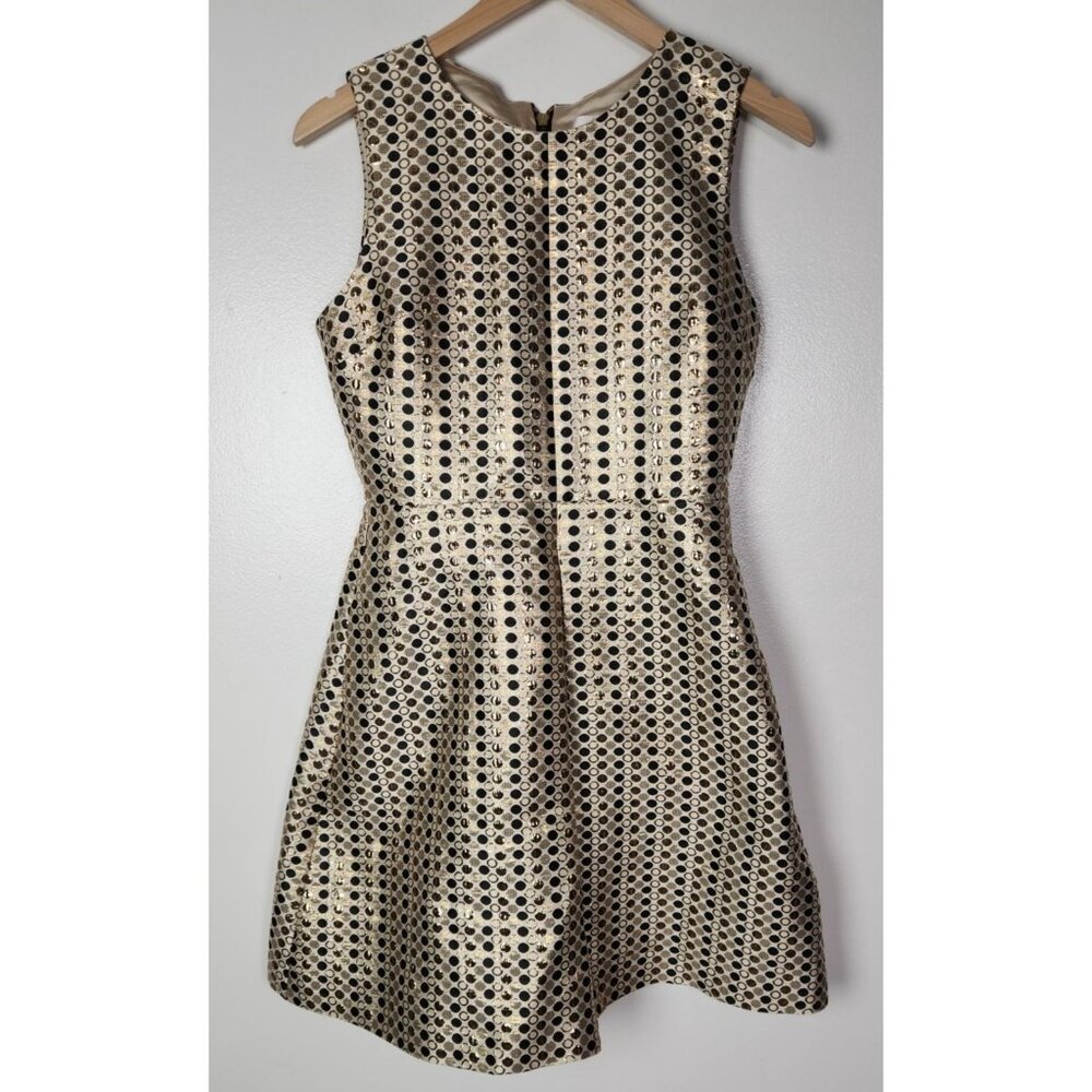 Erin Featherston Women's Sz. 6 Dot Black/Gold Sophie Dress